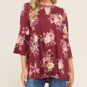Just arrived! Burgundy Floral Tunic Top
